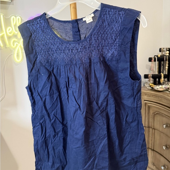 J. Crew Blue Smocked Blouse - Picture 2 of 8